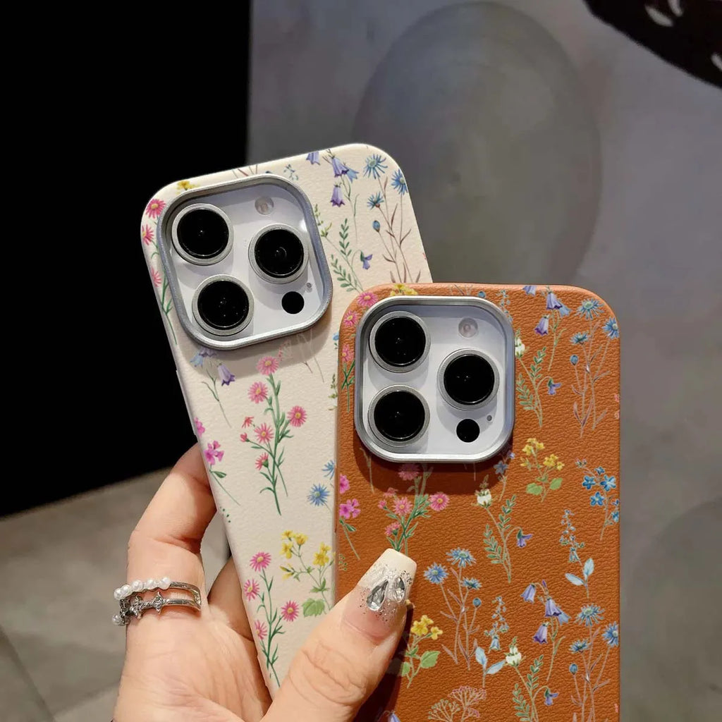 Blumendruck Luxus milchig weiß Lichee Muster Handyhülle für iPhone 17 16 15 14 13 12 11 Pro Max XS XR 7 8 Plus 16e Cover Funda