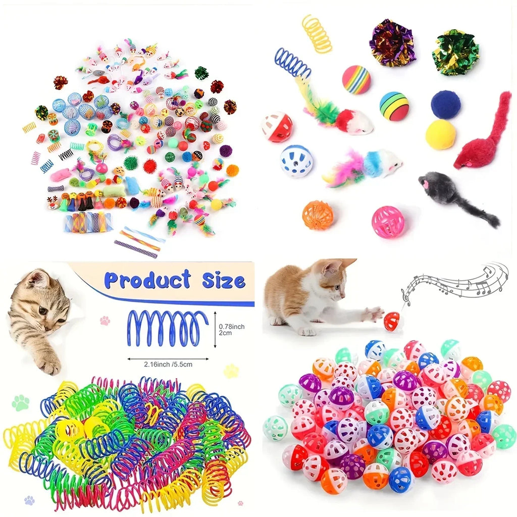 56 Stück/28 Stück/14 Stück Katzenspielzeug, gemischte Packung. Eine Kombination aus verschiedenen Plastikspielzeugen und Plüschtieren, die für mehrere Katzen zum Spielen geeignet sind