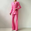 Damenanzug, 2-teilig, dunkelgrau, mit Revers, Doppelknopf, für Hochzeit, Bankett, Party, Business, Büro, Pendeln, Alltag, Blazer und Hose