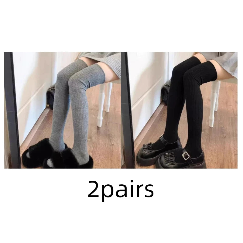 Neue Winter Einfarbig Oberschenkel Hohe Strümpfe Frauen Trendy Casual Über Das Knie Weibliche Lange Socke Thermische Warme Baumwolle Rohr Leggings