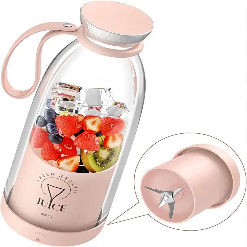500ml Tragbarer 2400mAh Kabelloser Fruchtmixer USB-Entsafter Frischsaft-Flaschenmixer Plus 6 Klingen Lebensmittel-Milchshake-Eiszerkleinerer-Becher