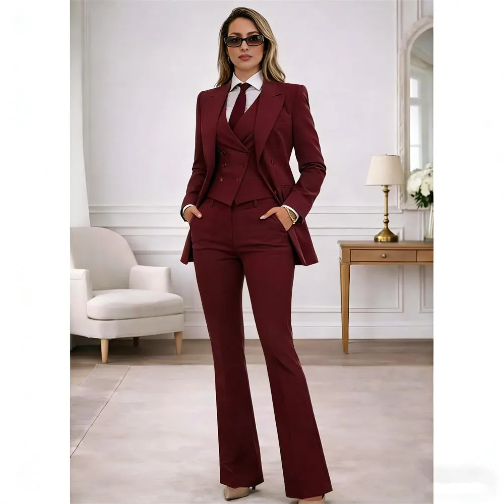 Blazer + Weste + Hose Neuer Damenanzug 3-teilig Business Büroanzüge Slim Fit Damen Smoking Freizeitanzüge für Frauen
