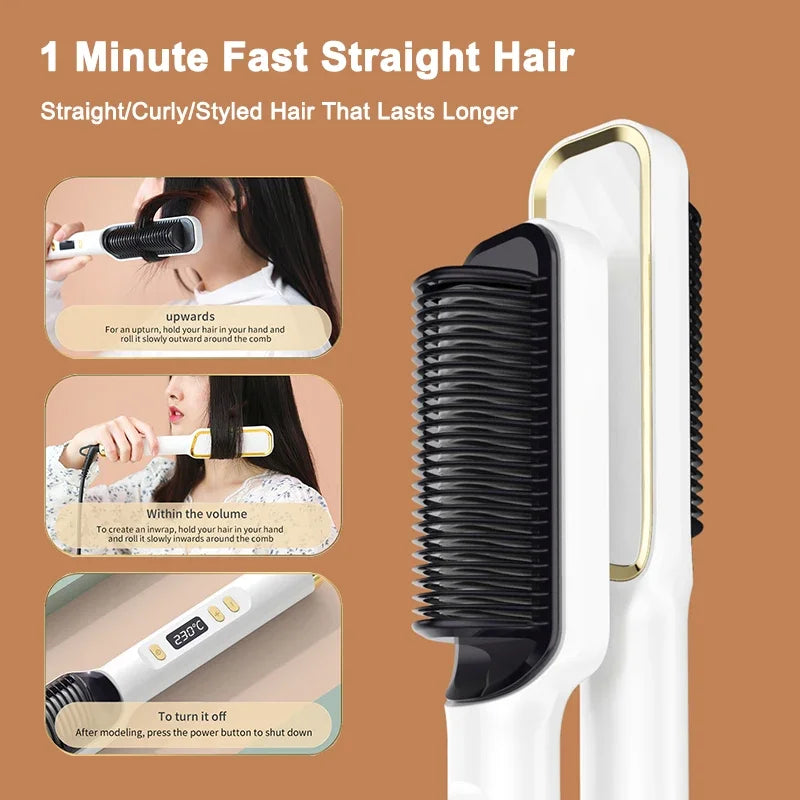 Elektrische Heizung Gerade Kamm Doppel Verwenden LCD Elektrische Haarglätter Curler Anti-Verbrühungen Styling Werkzeug Richt Pinsel