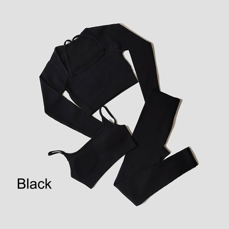 WAREBALL Nahtlose Workout Crop Top Sport Leggings Sexy Top Bh Yoga Outfits Für Frauen Sportswear Sportlich Tragen Gym Sets