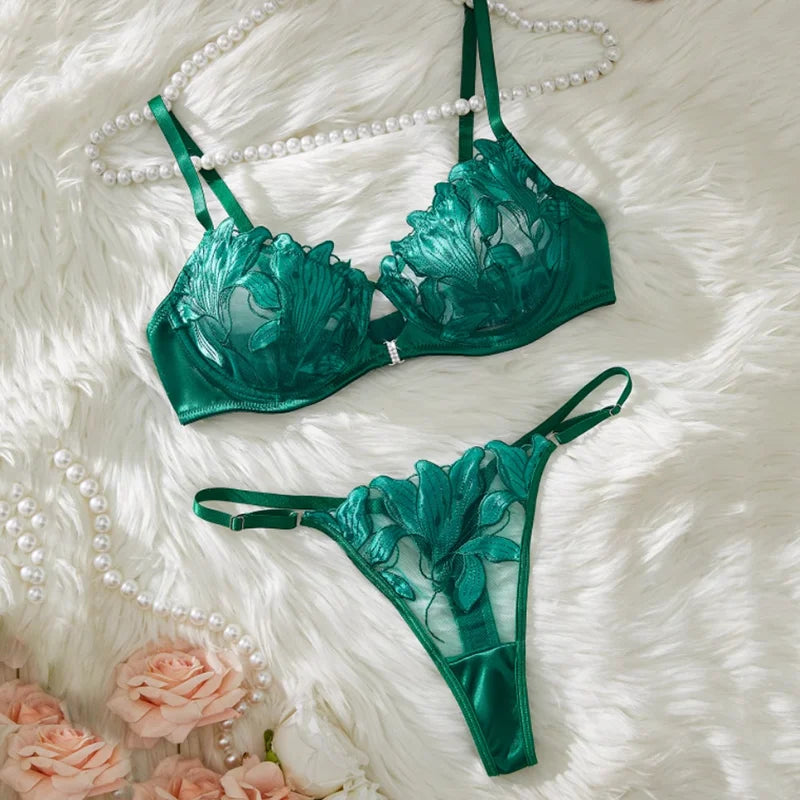 Damen-Geschenke zum Valentinstag: Hellviolettes BH- und Slip-Set, Unterwäsche, Sexy Dessous, Durchsichtiger BH für Damen
