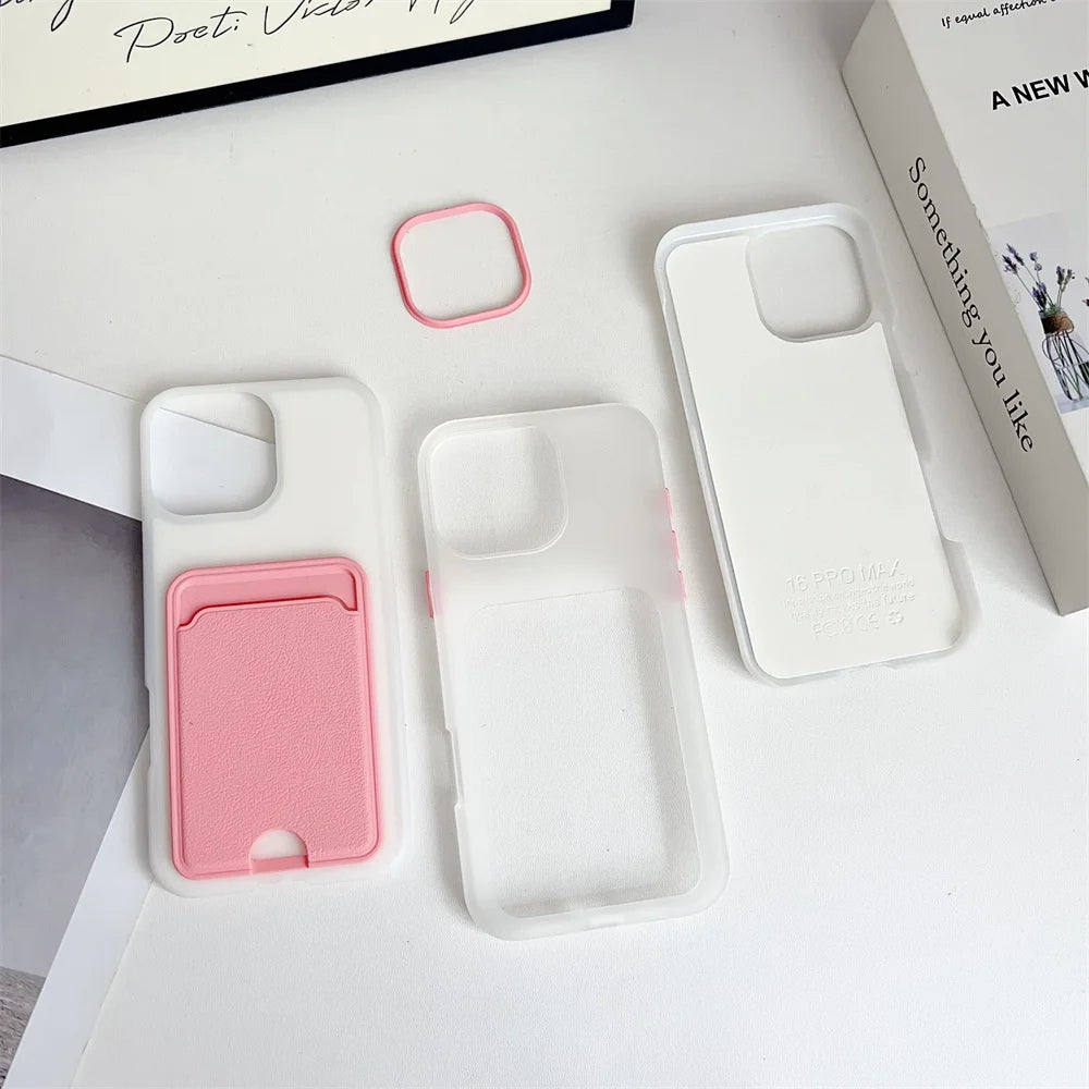 3 IN 1 Leder-Kartensteckplatz-Halter-Telefonhülle für iPhone 17 Air 16 15 14 13 Pro Max 16E, Brieftaschenfach, stoßfeste Rückseite, Stoßstange