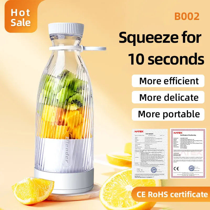 Tragbarer Mixer 500ml Mini-Entsafter USB-Aufladbar Persönlicher Smoothie-Maker Multifunktionaler Reise-Saftbecher für Zuhause und Büro