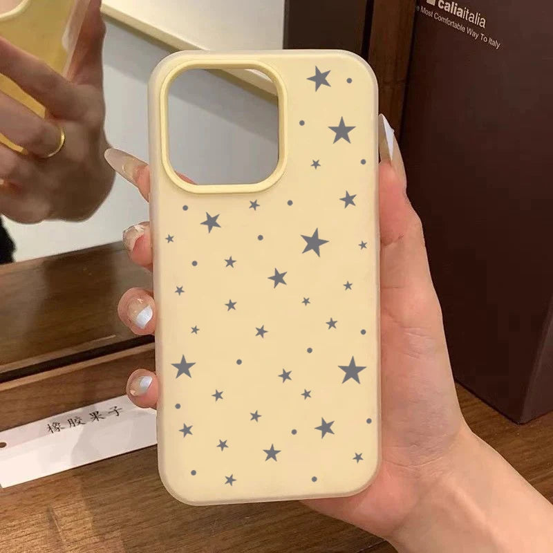 Entzückende Stern-Süßigkeitsfarben-Handyhülle für iPhone 17 Air 16 15 14 13 Pro Max 11 12 X XR XS Max 16E 7 8 Plus 2 IN1 Soft Matte Cover