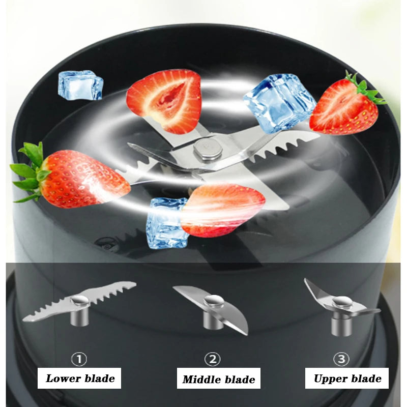 Tragbarer elektrischer Entsafter, USB-wiederaufladbar, multifunktionaler Mixer, Entsafterbecher, geeignet für Saft, Milchshakes, 6-Klingen-Schneider, 470 ml