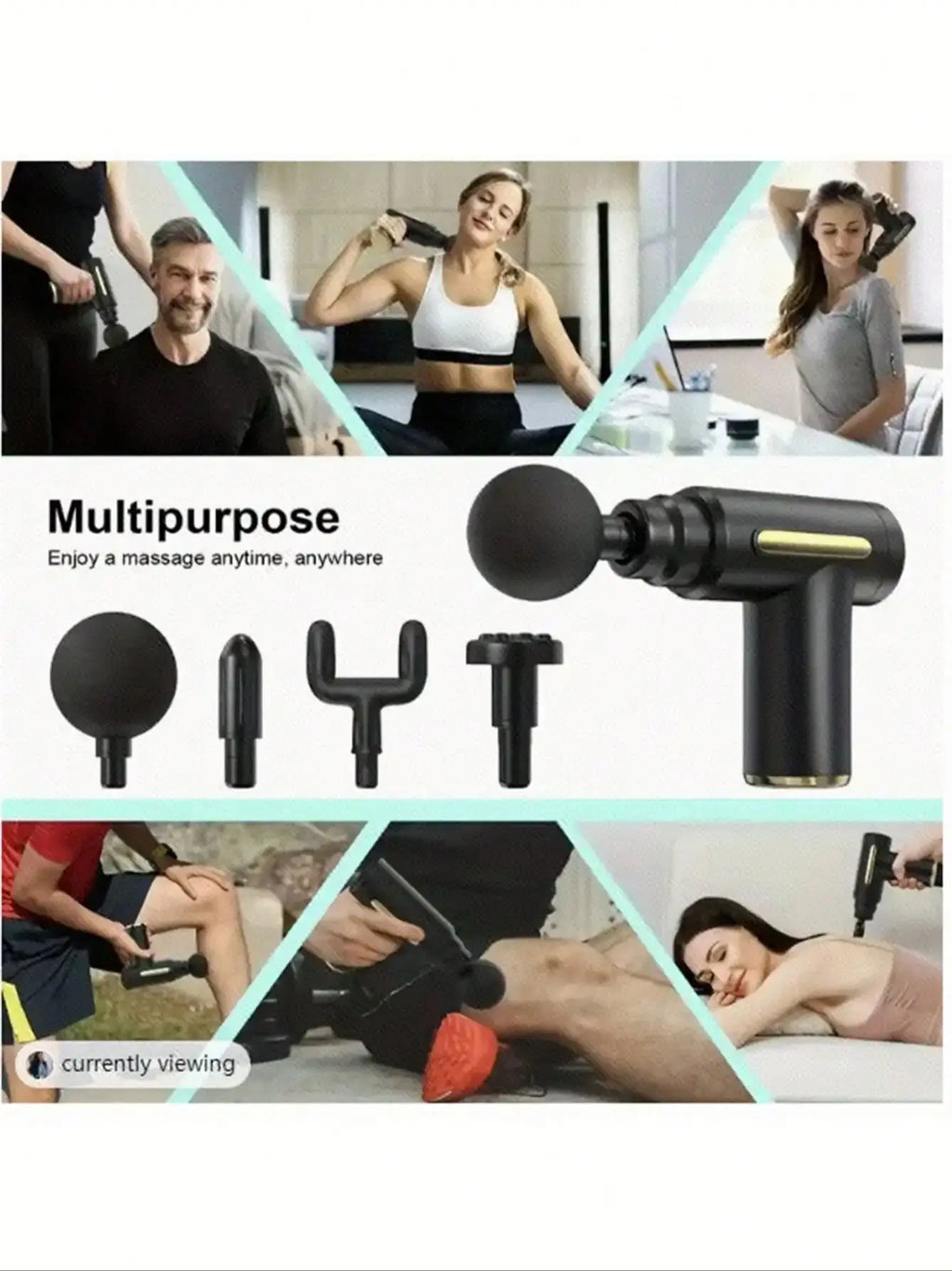 2026 Tragbare Muskelmassagepistole für Körpermassage, mit LED-Touchscreen, Geschwindigkeitseinstellung und 4 austauschbaren, wiederaufladbaren
