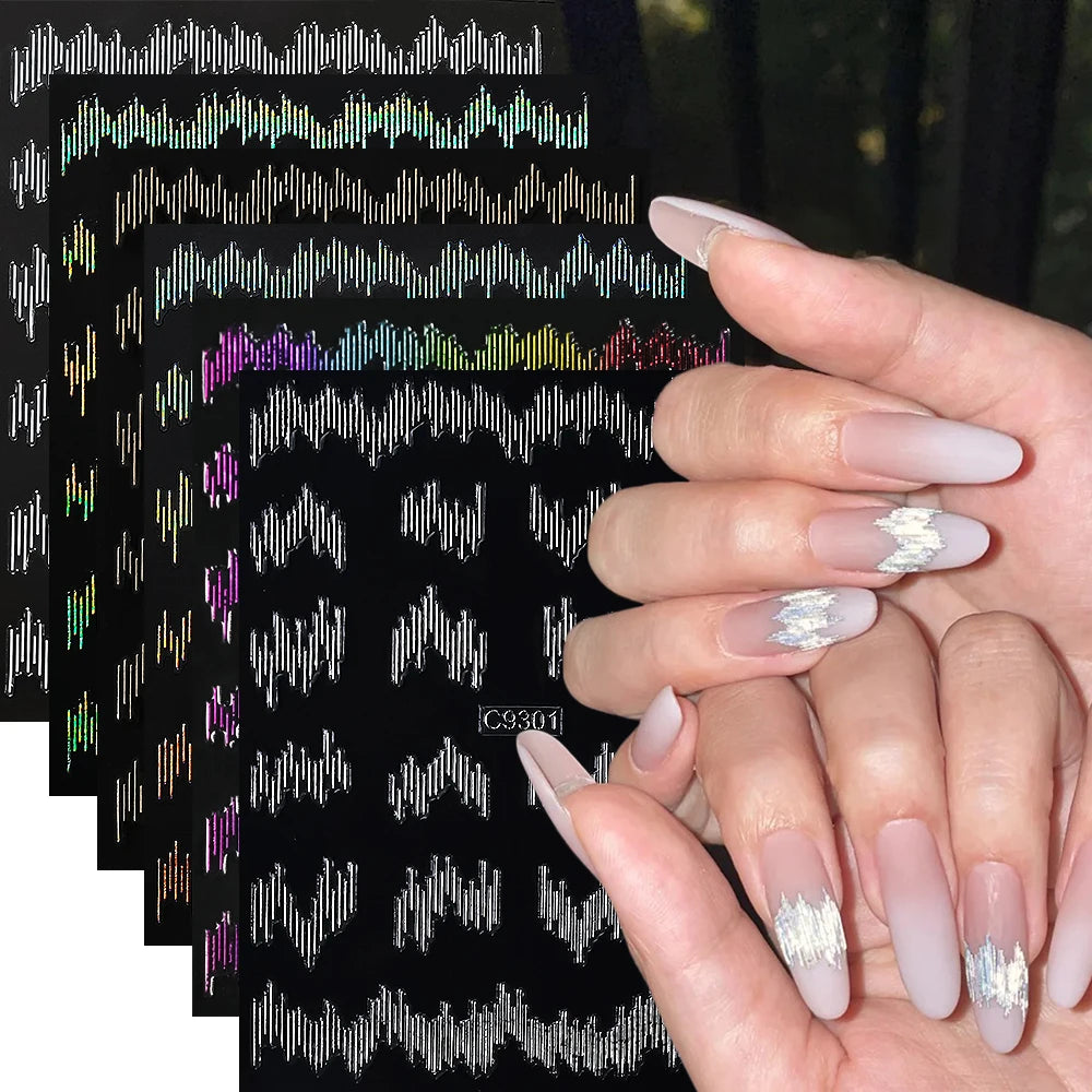 6 Stück 3D Blaue Herz-Nagelaufkleber Bronzierte Gold Silber Stern Mond Sonne Selbstklebende Slider Y2K Nagelkunst Abziehbilder Maniküre Dekoration