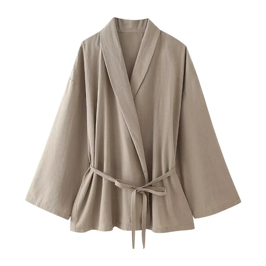 Frauen Khaki Hosen Set Langarm Kordelzug Strickjacke + Feste Elastische Taille Baggy Hosen Casual Lose Urlaub Stil Roupas