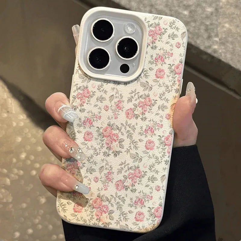 Niedliche Mädchen-Handyhülle mit Blumenmuster in Weiß für Samsung Galaxy S26 S25 Ultra S24 FE S23 Plus S22 A16 A26 A36 A56 A55 A37 A57 Cover