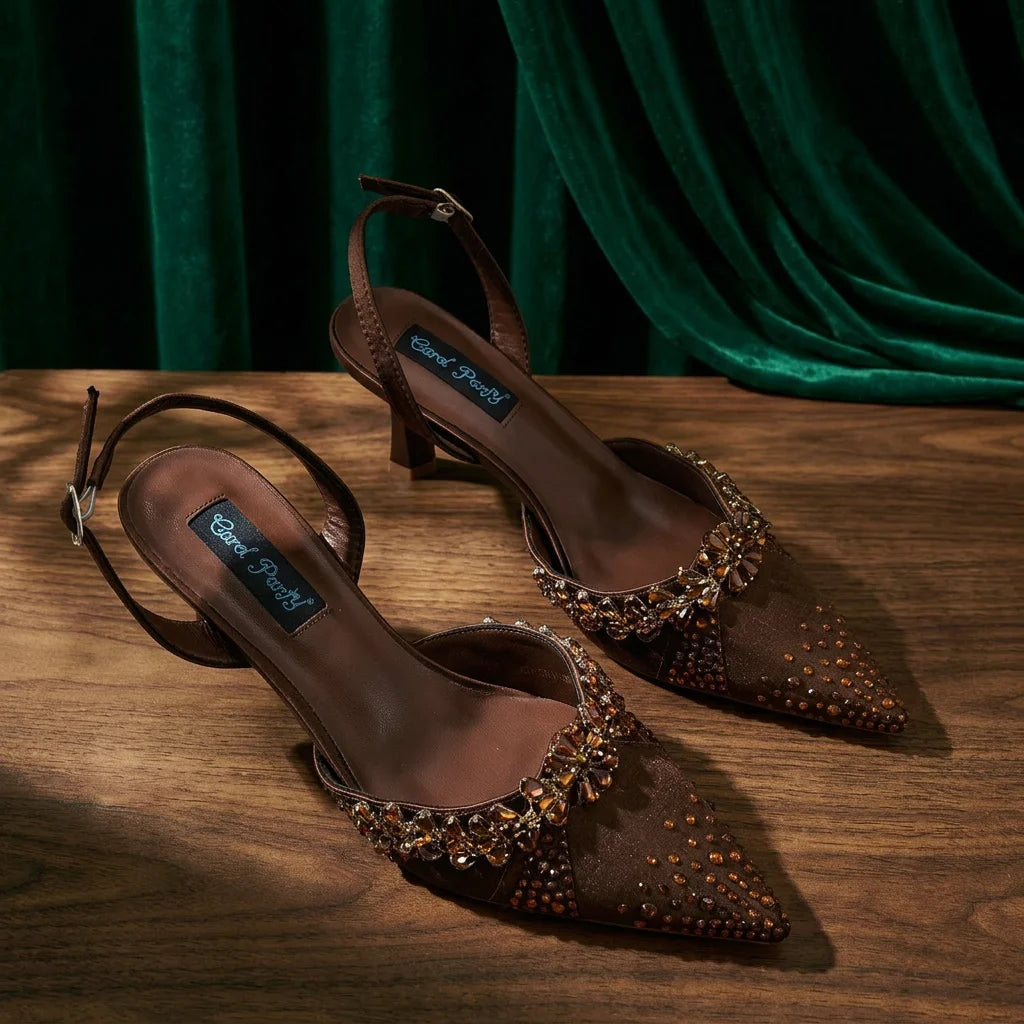 2026 Italienisch Inspirierte Kaffeefarbene Spitze High Heels mit Passender Handtasche SET KOMFORT INKLUSIVE Elegante Hochzeits- und Partyschuhe für Damen