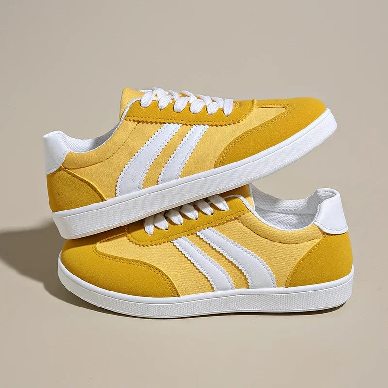 Frauen Tennis Turnschuhe Wohnungen Damen Mode Mischfarben Lace-up Vulkanisierte Schuhe Frühling Herbst Frau Outdoor Trainer Schuhe