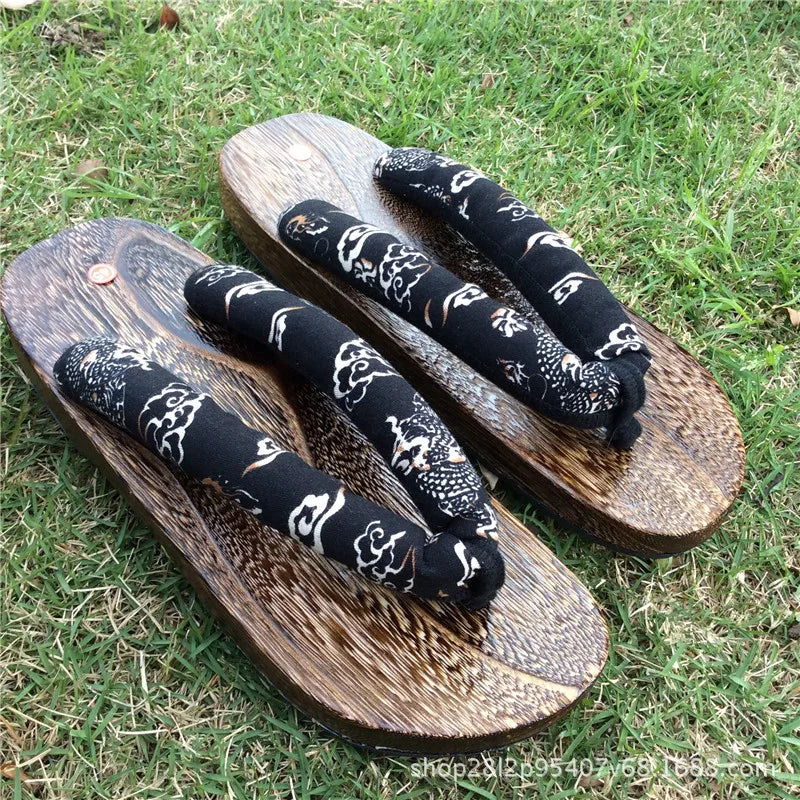 Herren-Slipper, 2022, neue japanische Fischgräten-Hausschuhe, Holz-Clogs, Geta-Flip-Flops, rutschfest, im Sommer, Cos-Schuhe