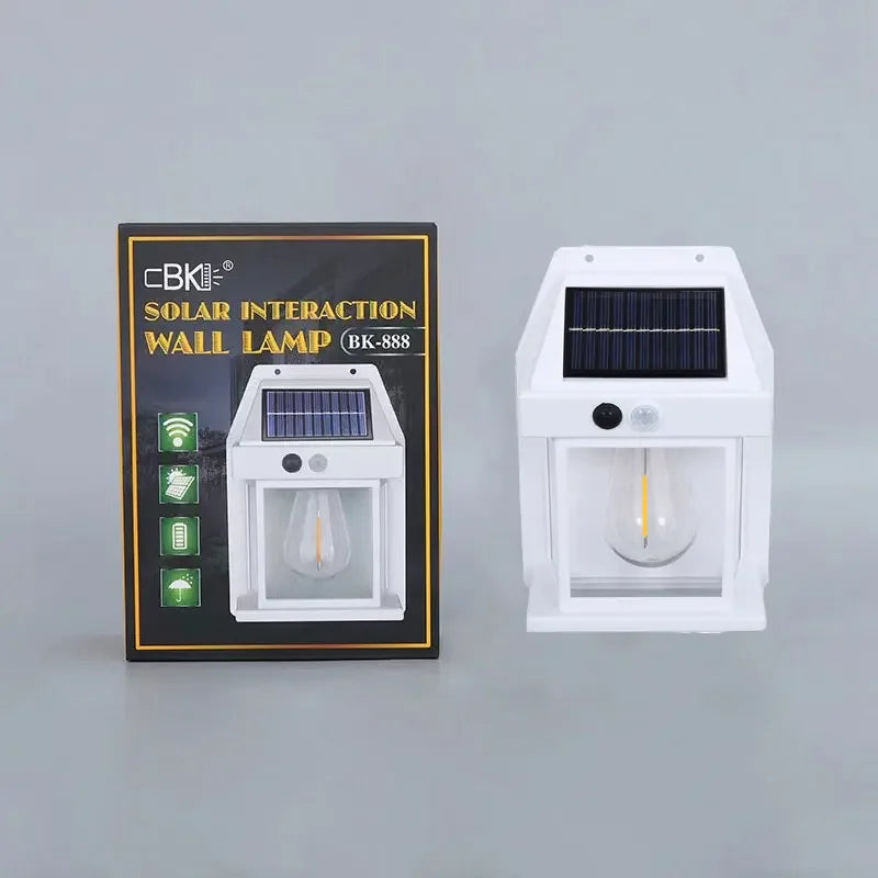 Bewegungs sensor Solar Wolfram Nacht lampe intelligente Wand leuchte 3 Beleuchtungs modi wasserdichte Innenhof Garten dekoration Laterne