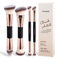MAANGE 4-teiliges einfaches Make-up-Pinsel-Set mit zwei Enden und Foundation-Puder-Rouge-Details für Lidschattenpinsel, Reiseutensilien für Anfänger