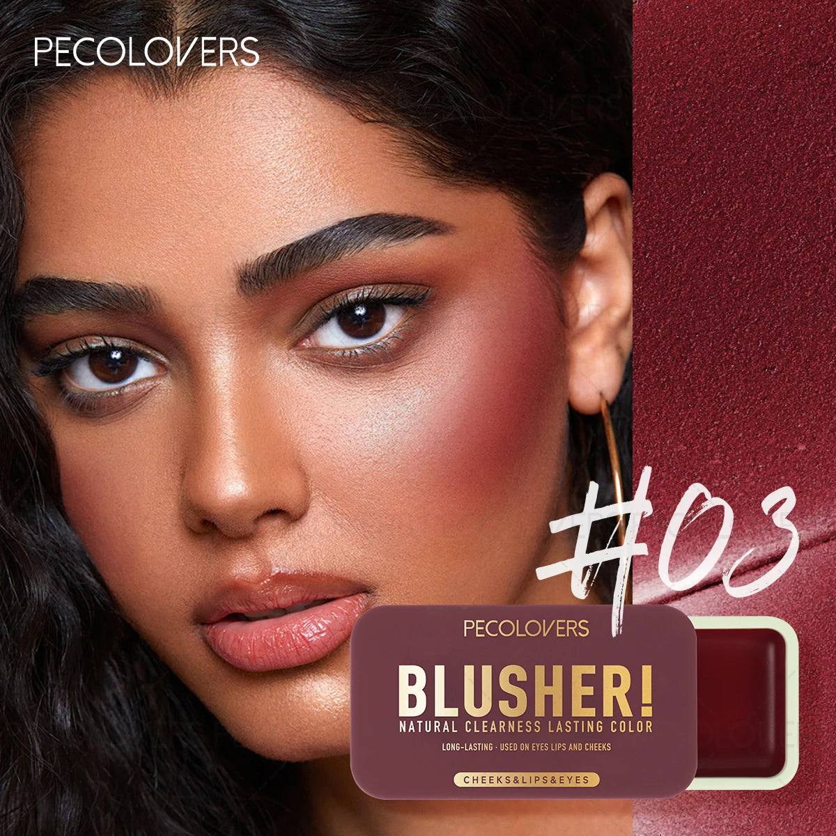 1-teiliges wasserfestes, mattes Rouge, Make-up-Look mit natürlichem Finish, Verwendung für Augen, Wangen, Lippen, Konturierung und Highlight-Rouge-Make-up