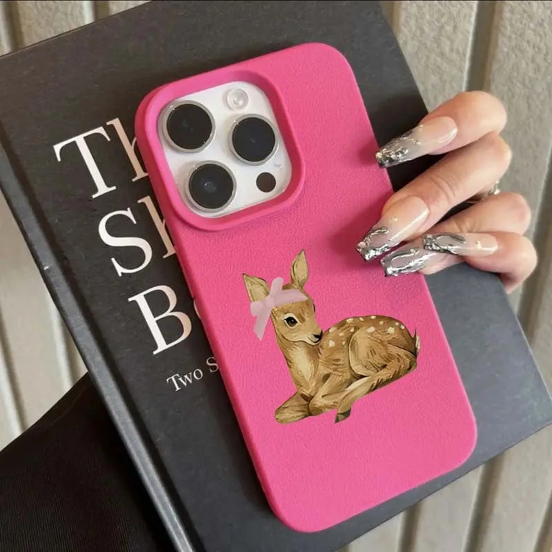 Hirsch Lichee Muster Einfache Retro Handyhülle für iPhone 17 16 15 14 13 12 11 Pro Max XS XR 16 Plus stoßfeste Candy Bumpper Cover