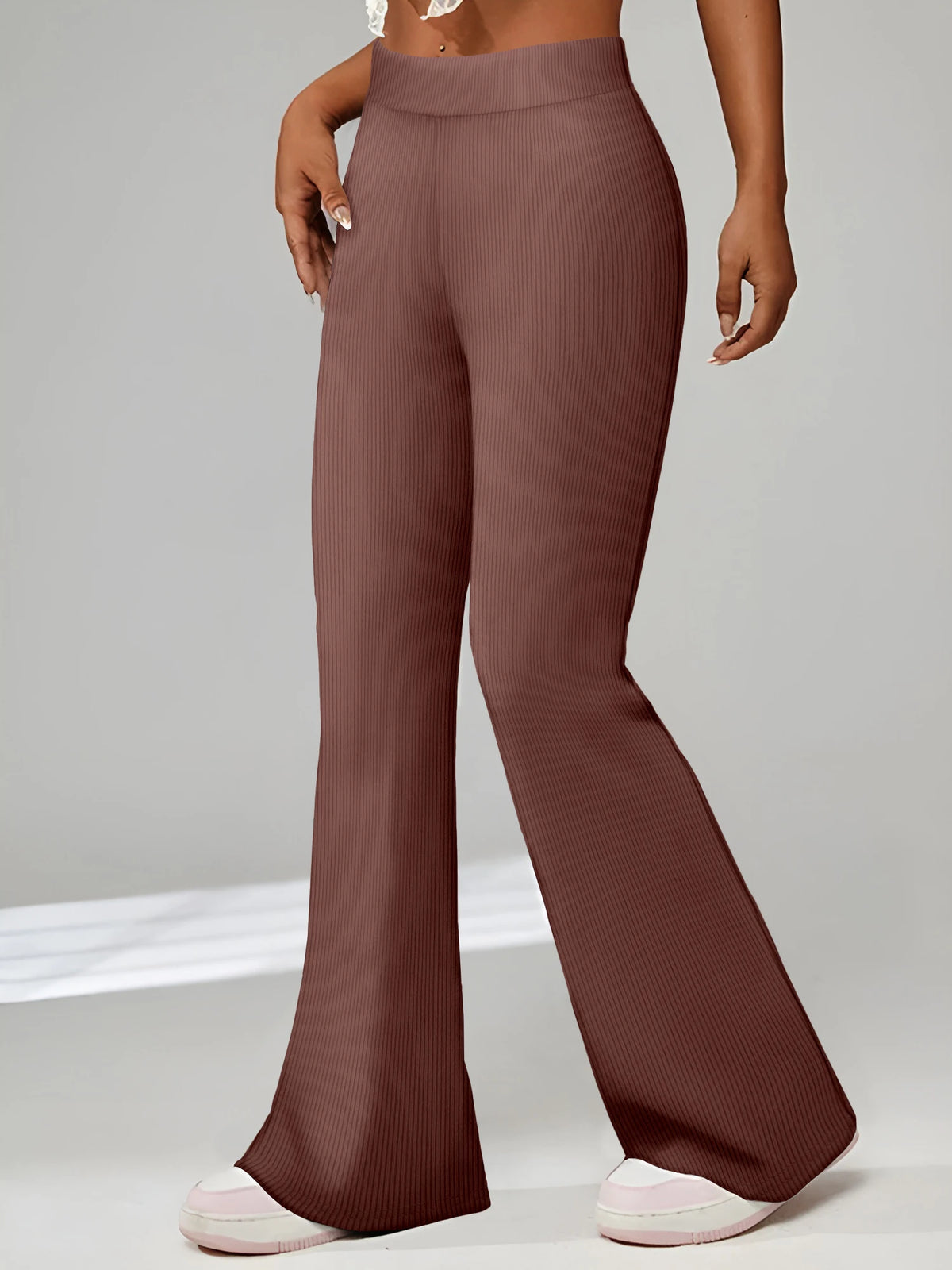 Damen ausgestellte Hosen einfarbig lässig Damen Hosen sexy schlanke Mode Hosen hohe Taille einfache Femle Hosen