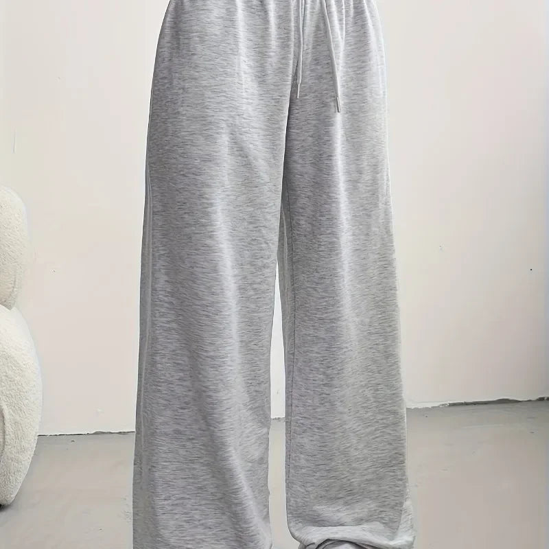 Frühling und Herbst, lässiger Stil, kleiner Kapuzenpullover, gerade Hose, Freizeithose, Damen-Herbst- und Winter-Baggy-Hose