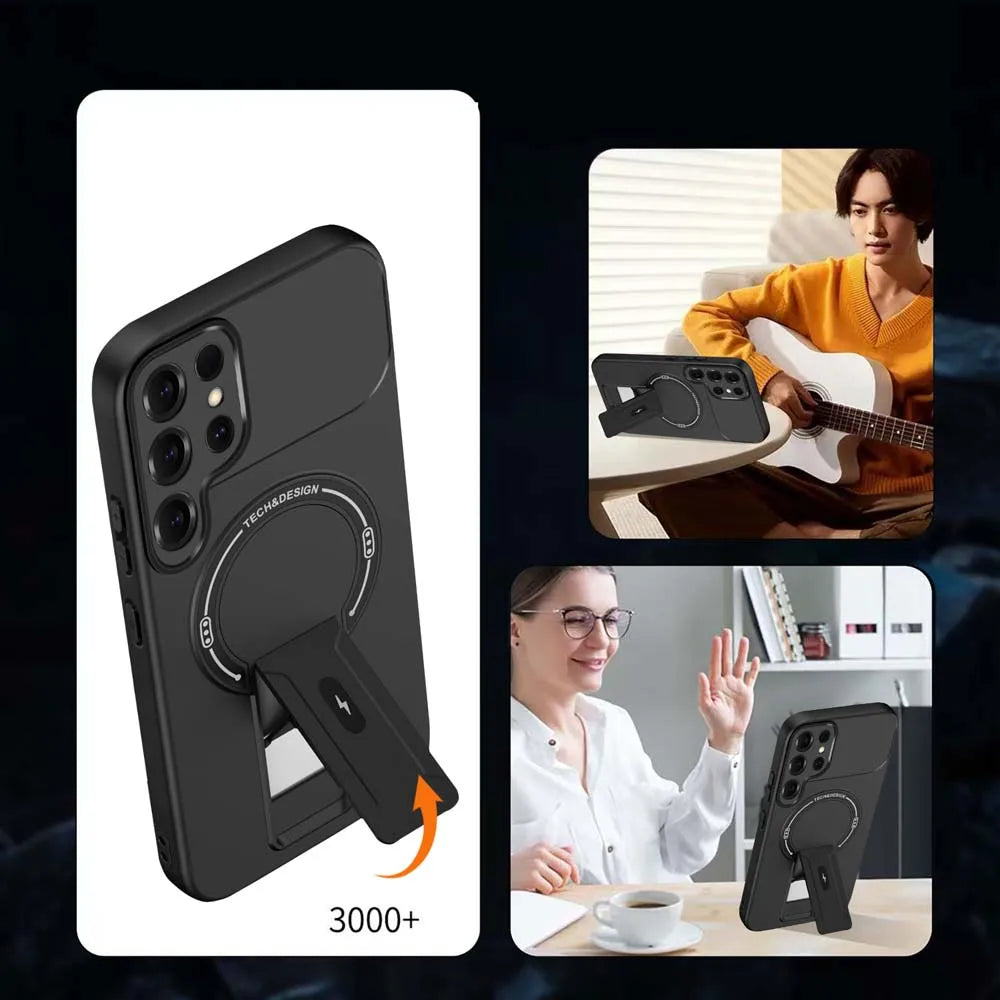 Fall für Für Samsung Galaxy S26 S25 S24 Plus S23 S22 Ultra S25Edge S25FE S24FE Matte Rüstung Ständer Halter Zurück Abdeckung Fundas