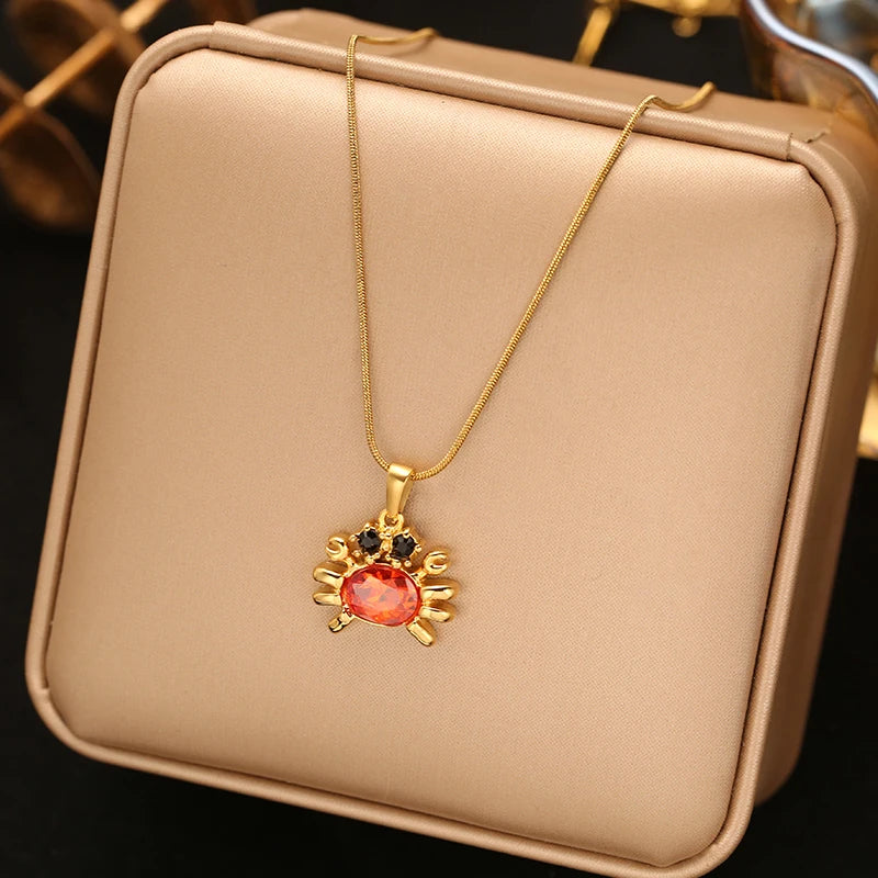 EILIECK 316L Edelstahl Goldfarbene Blumen-Anhänger-Halskette für Frauen, trendige Halskette, wasserdicht, Urlaubsschmuck, Geschenk