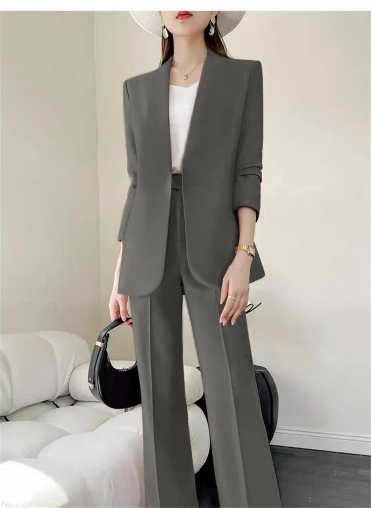 Mode 2-teilige Sets Damen Outfits Frühling Herbst Neu in Koreanische Hosen Sets Pendler Eleganter Anzug Mantel 2-teilige Sets Damen