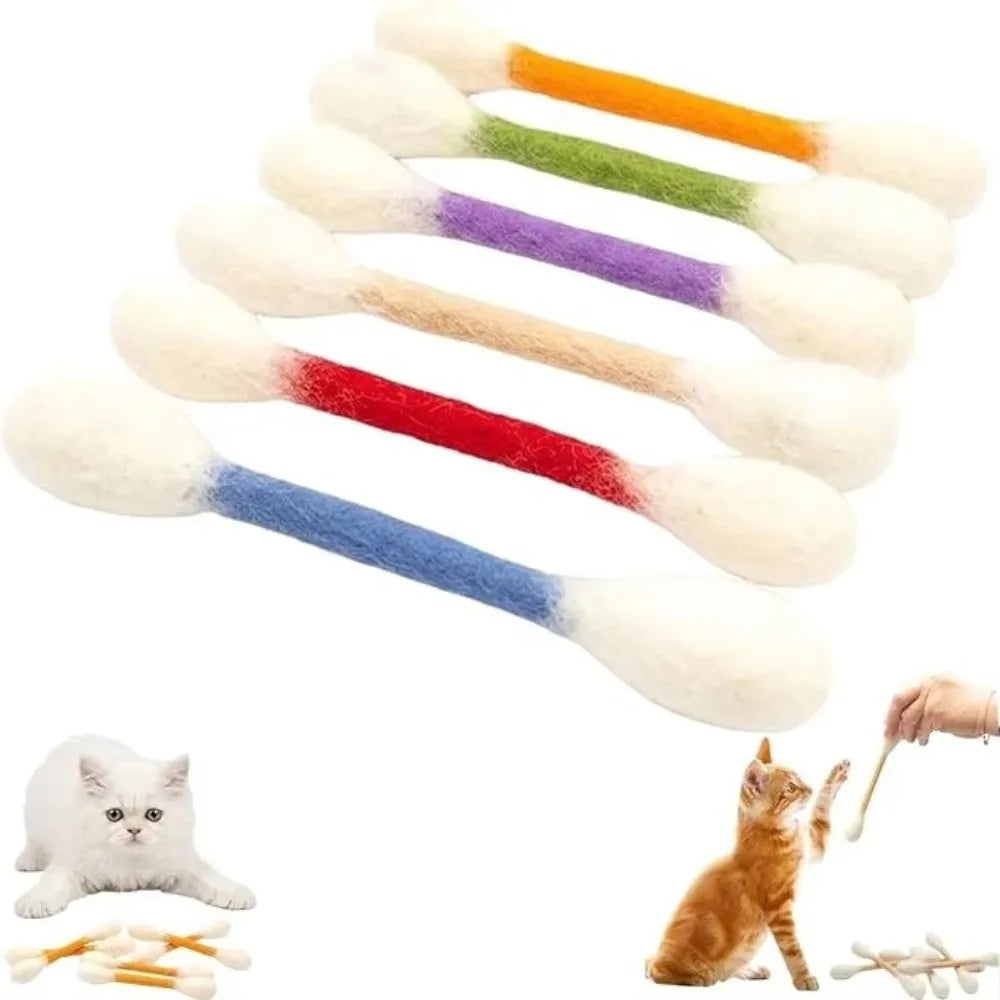 6er-Set Filz-Baumwollstäbchen für Katzen: Leichte, weiche interaktive Kick-Sticks zum Kauen, Zahnreinigung und als riesige interaktive Spielzeuge für Katzen