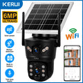 KERUI Outdoor 6MP 4G SIM WIFI Solar Kamera Dual Objektiv Kamera Solar Panel Wasserdicht Home Security CCTV Video überwachung V380
