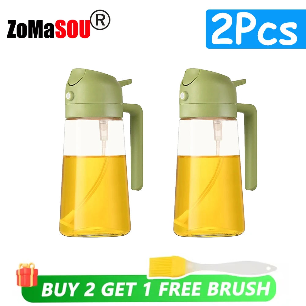 1-4 Stück 2-in-1-Sprühgerät, Ausgießer, Öl, leere Flasche, Kunststoff-Ölbehälter, Spender, Verdampfer, Küche, Grill, Camping, Kochutensilien
