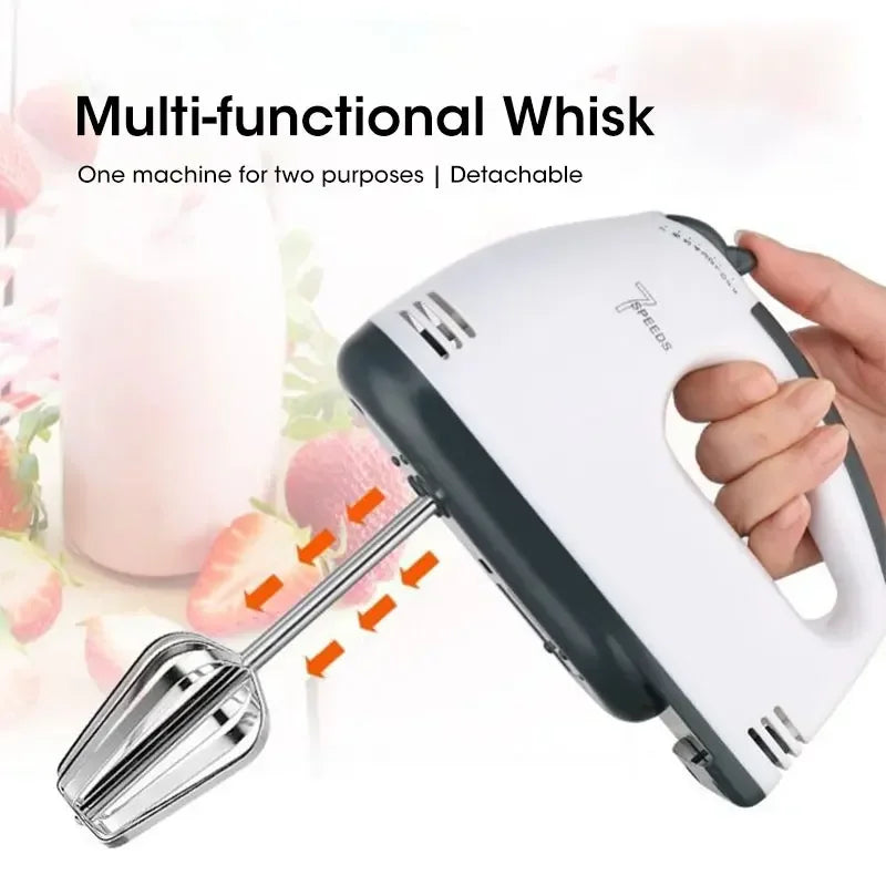 Handgehaltener elektrischer Schneebesen, automatischer Haushaltsmixer, handgehaltener Lebensmittel-, Kuchen-, Brot- und Teigmischer, Crememixer mit 7 Geschwindigkeiten