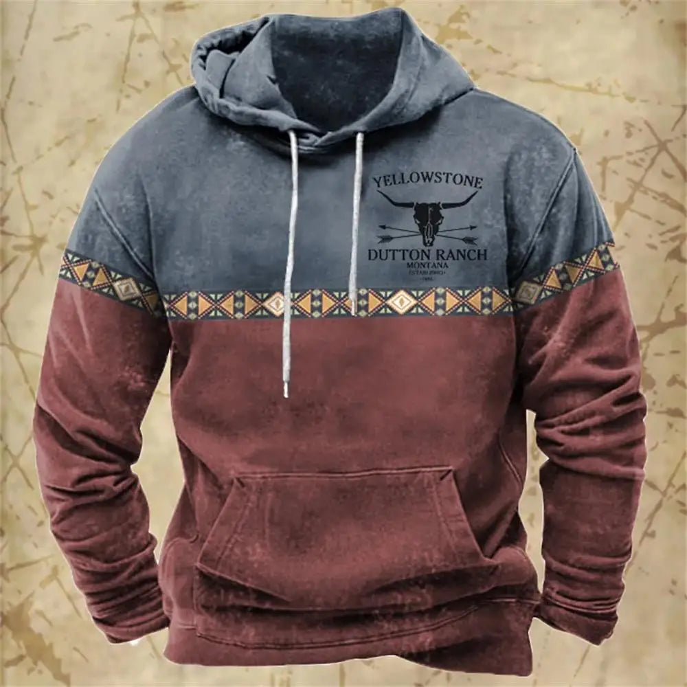 Neue Hoodies Sweatshirt männer Hoodie 3D Cowboy Gedruckt Pullover Übergroßen männer Tops Männlich Yellowstone Lose Vintage Kleidung Heißer