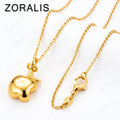 18K Gold 16-30 Zoll Kette mit gekerbtem Apfel-Anhänger für Damen, modischer Schmuck für Geburtstag, Party, Hochzeit, Verlobung