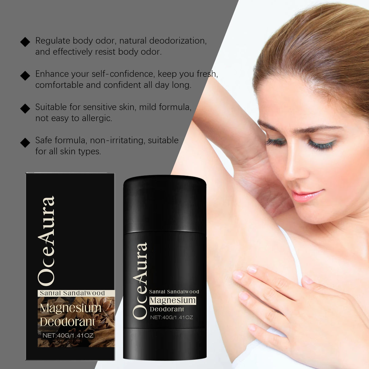 Sandelholz-Deodorant-Creme für Männer, reduziert Achselgeruch, langanhaltender Duft, Schweißentfernung, trockene, beruhigende Haut, Antitranspirant-Stick
