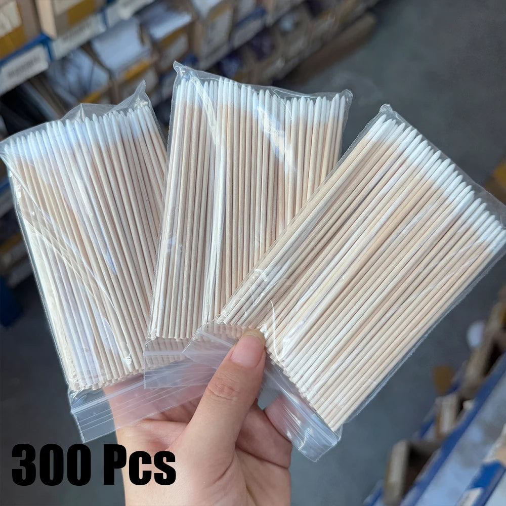 400 Stück rosa Doppelkopf-Nagelkunst-Nagelhautschieber-Entferner, 7 cm, orangefarbene Holzstäbchen, Wattestäbchen, sauberes Werkzeug für Nagel-Strass-Make-up
