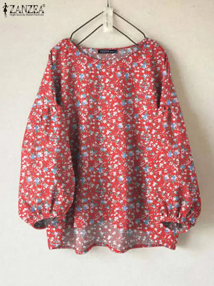2024 Zanzea Herbst Frühling Blusen Frauen elegante Langarm Arbeits hemd Bohemian o Hals lose Blusas Frau Blumen bedruckte Tops
