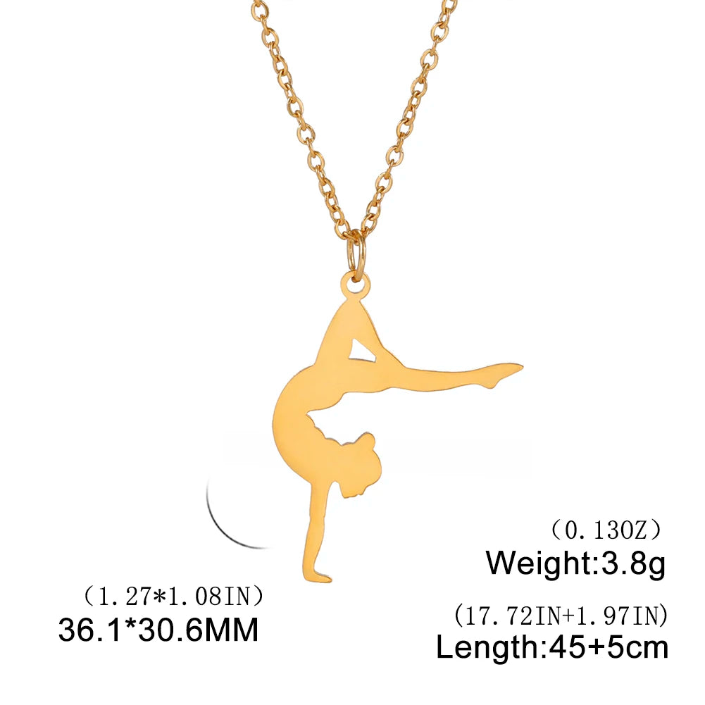 Amaxer Edelstahl Sport Sportler Künstlerische Gymnastik Halskette Für Frauen Anhänger Halsband Team Schmuck Geschenk