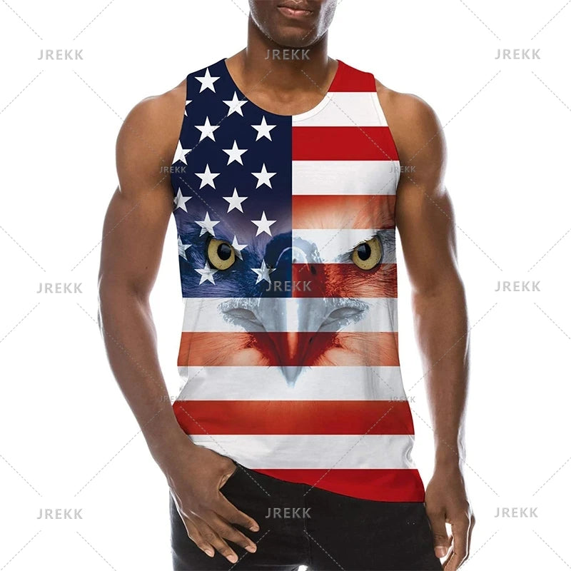 American Eagle USA Flagge Grafik Tank Top Gym Tops Herren 3D-Druck Streetwear Freizeit weste schnell trocknen ärmellose T-Shirt Tops 6xl