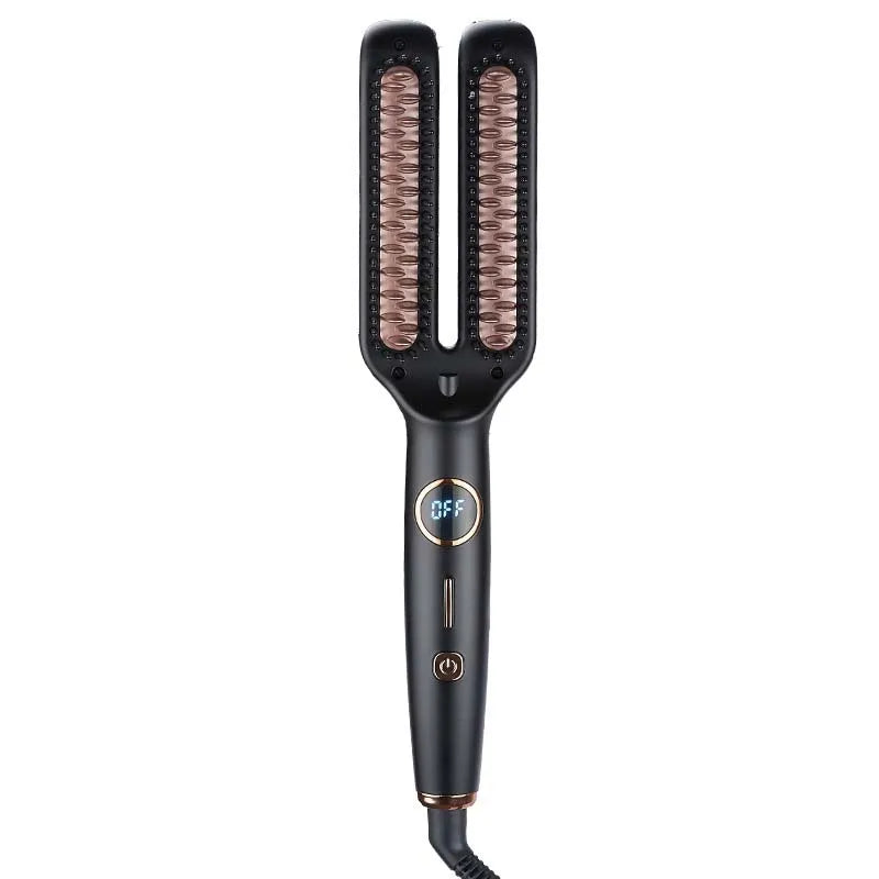 Elektrische Anti-Frizz-Haar-Heißkamm-Bürstenglätter, ein Schritt, 2-in-1 Keramik-Haarglätter-Bürste mit LCD-Digitalanzeige