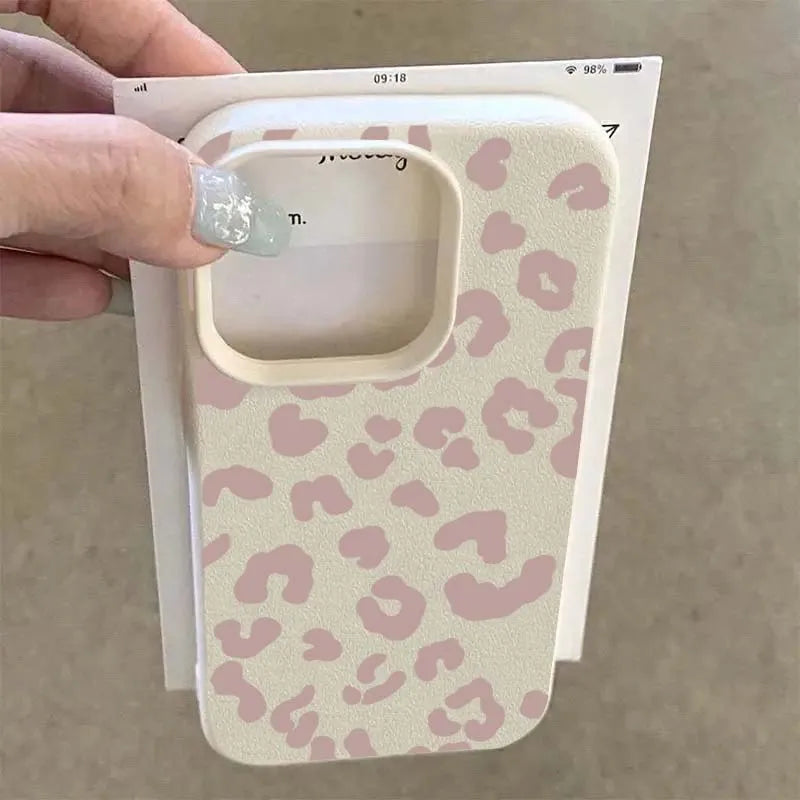 Handyhülle für iPhone 16e 16 15 14 13 12 11 Pro Max 16 Plus XS Max X XR Minimalistischer Leopardenmuster Lichee-Muster Weiche TPU-Abdeckung