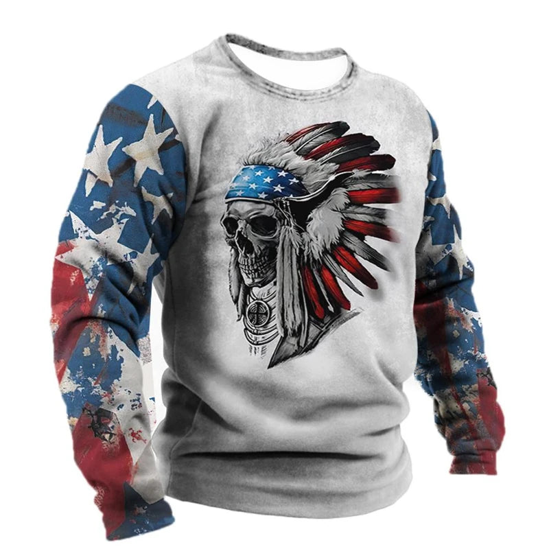Vintage Ethnic Style Graphic Sweatshirts Spring Autumn Fashion Casual Long Sleeve 3D Printed Tops Loose Streetwear Mens Clothing