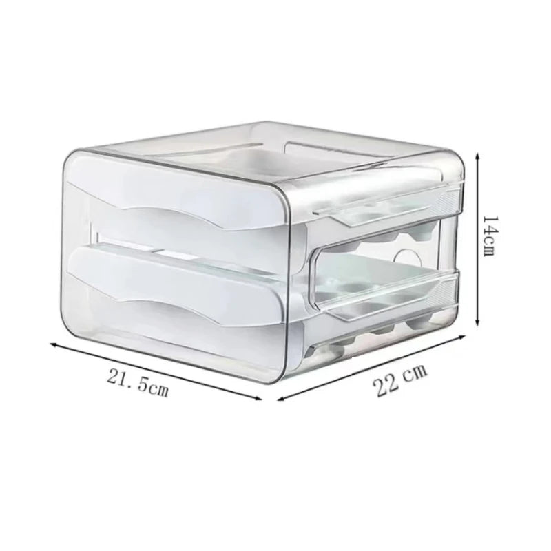 1pc Küche Ei Lagerung Box Kühlschrank Frische Kunststoff 2-Schicht Schublade Typ Große Kapazität Lagerung Hause Küche Organizer rack