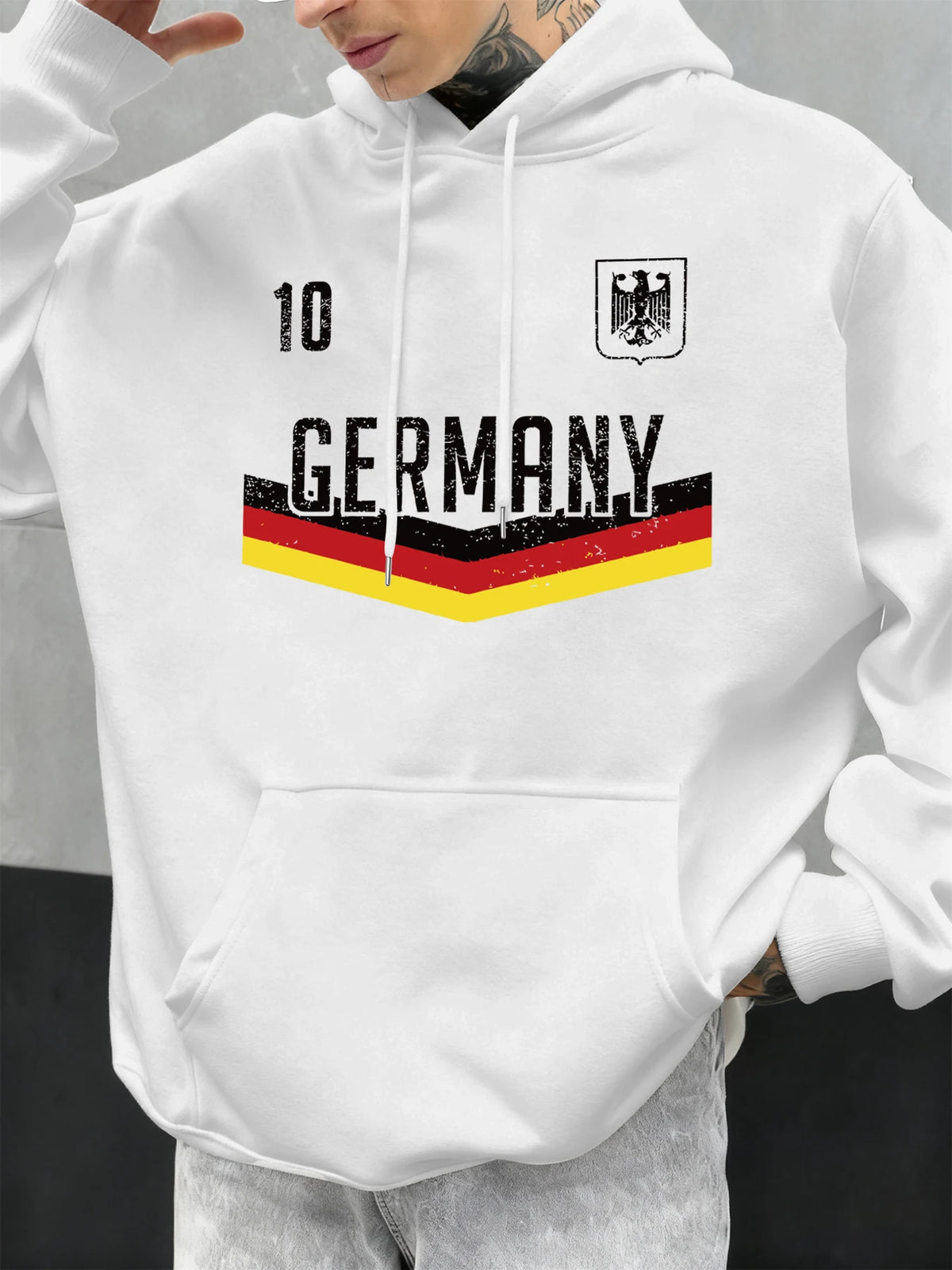 Deutschland Brief Drucke Herbst Männer Hoody Mehrfarbige Tasche Hoodies Casual Fleece Hoodie Komfortable Hip Hop Männliche Pullover