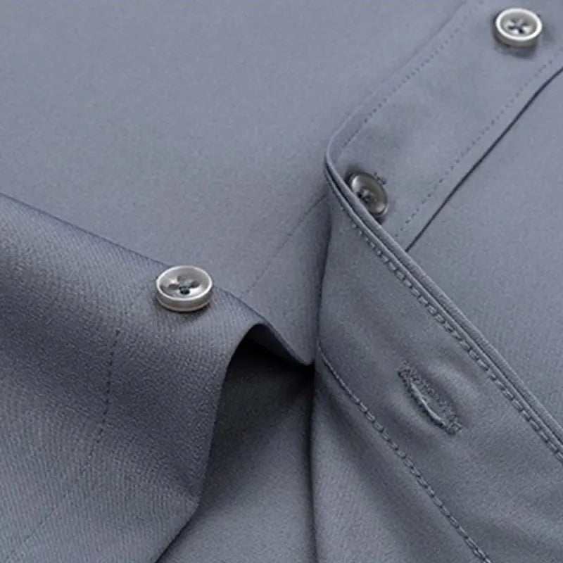 Einfarbiges Business-Casual-Formelles Hemd für Herren. Modisches, klassisches, schlankes, einfarbiges Langarmhemd, kein Bügeln, soziale Qualität