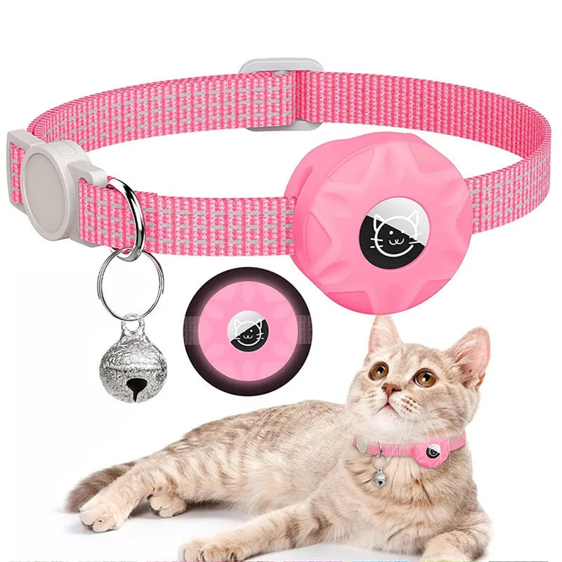 Airtag Katzenhalsband Positionierung Tracker Silikonhülle Dreidraht Reflektierende Tasche Glocke Hund Haustier