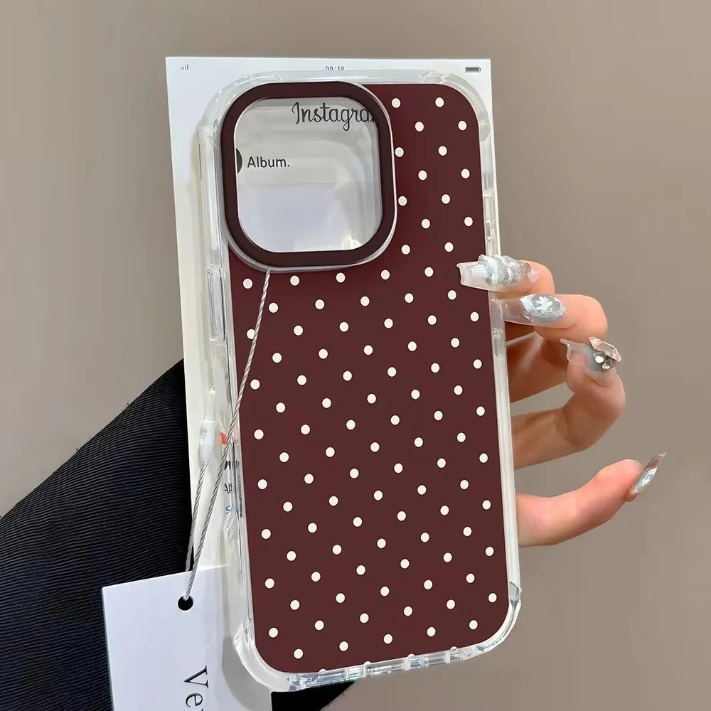 Niedliche braune gepunktete ästhetische Handyhülle für iPhone 17 16 15 14 13 12 11 Pro Max XS X 7 8 Plus SE 2022 16E Kreative TPU-Abdeckung