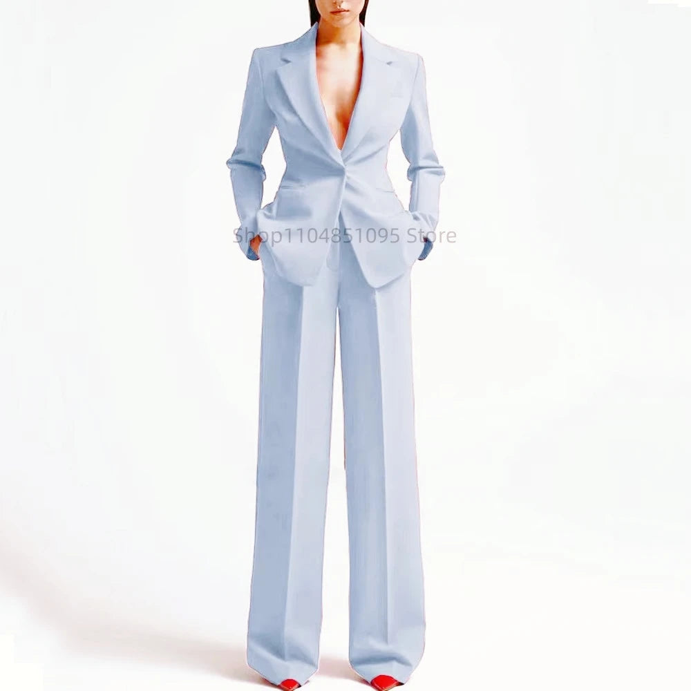 Neue elegante Hosenanzüge für Damen im Western-Stil, einfarbiges 2-teiliges Set, das Ihre Silhouette für den Alltag und die Freizeit ausglättet.
