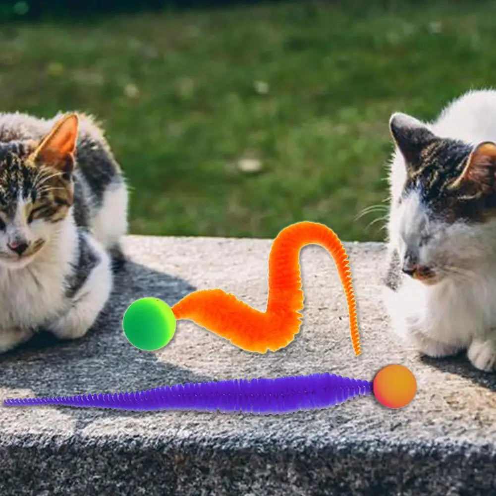 Katze Teaser Bunte Spielzeug Hüpfball Flauschigen Schwanz Simulation Kätzchen Biss Teaser Werkzeug Interaktive Katze Elastische Spielzeug Liefert